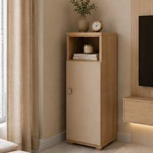 SPACIVO Modern Slim Storage Cabinet with Open Shelf